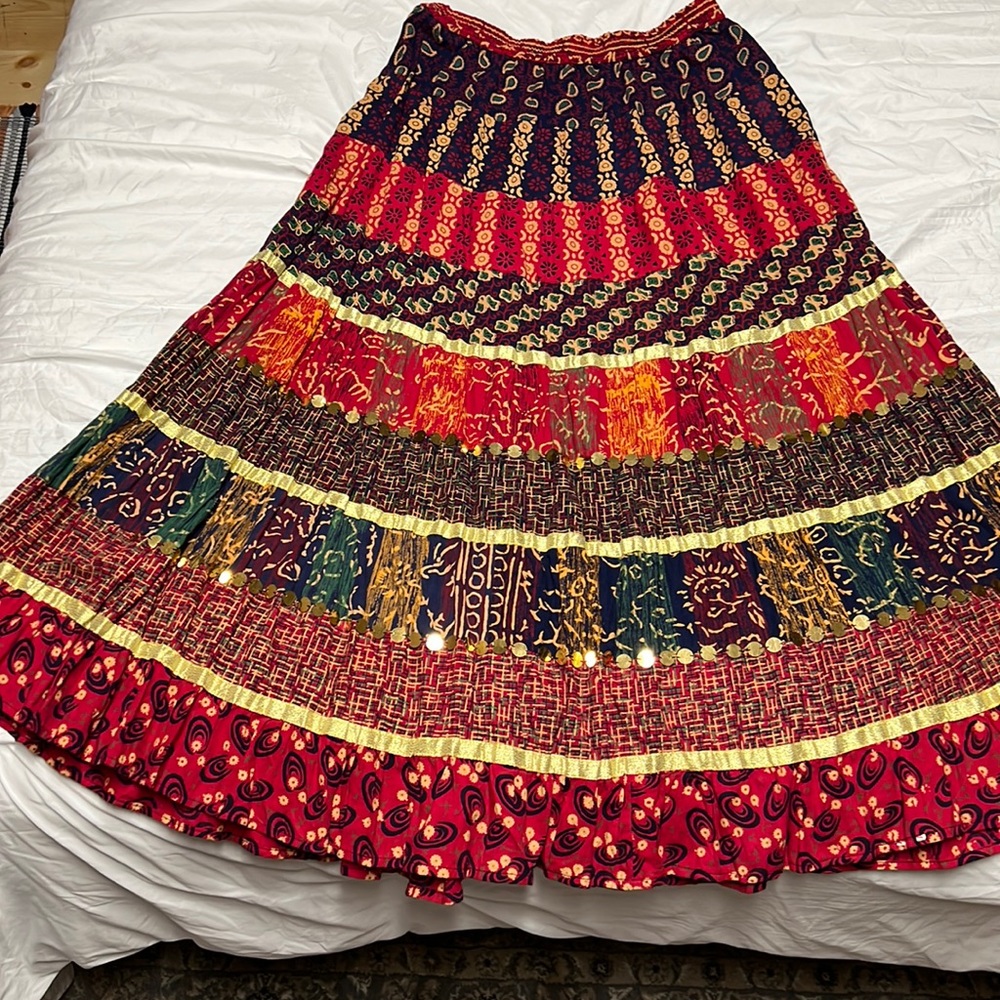 Sacred threads flowing skirt.